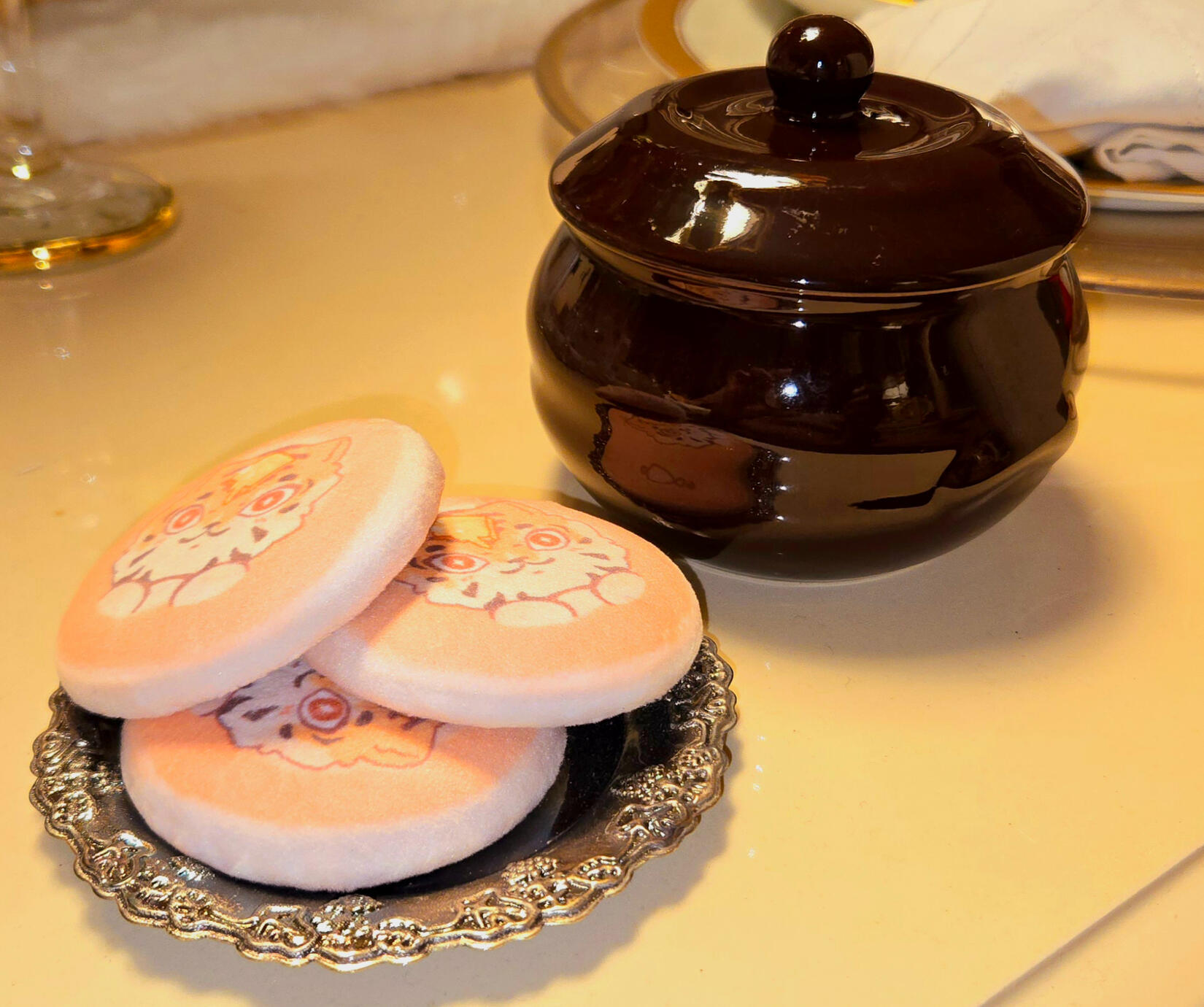 Tiger Pancake Plush Buttons